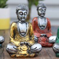 Deko Figuren Set 6 Stück Buddha Grau Bunt Resin Handbemalt