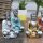 Deko Figuren Set 6 Stück Buddha Grau Bunt Resin Handbemalt