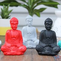 Statuen Buddha 6er Set Bunt Handbemalt 8 cm hoch Deko
