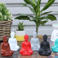 Statuen Buddha 6er Set Bunt Handbemalt 8 cm hoch Deko