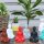 Statuen Buddha 6er Set Bunt Handbemalt 8 cm hoch Deko