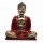 Figur Buddha 15 cm hoch in Rot Gold Handbemalt Dhyana Mudra