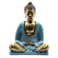 Dekostatue Buddha 15 cm Dhyana Mudra Handbemalt Bunt