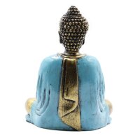 Dekostatue Buddha 15 cm Dhyana Mudra Handbemalt Bunt