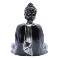 Dekostatue Buddha 15 cm Dhyana Mudra Schwarz Grau Handbemalt