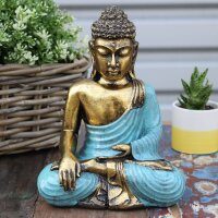 Statue Deko Buddha Resin 22 cm Handbemalt Varada Mudra