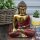 Figur Buddha Resin 22 cm in Gold Rot Varada Mudra Handbemalt