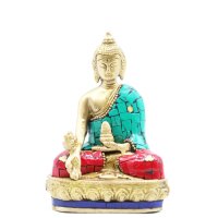 Statue Buddha Mudra 11,5cm Messing Howlit Handarbeit
