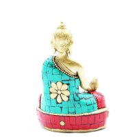 Statue Buddha Mudra 11,5cm Messing Howlit Handarbeit