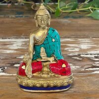 Statue Buddha Mudra 11,5cm Messing Howlit Handarbeit