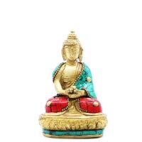 Dekofigur Amitabha Buddha Messing Howlit 9,5 cm Handarbeit