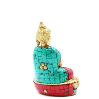 Dekofigur Amitabha Buddha Messing Howlit 9,5 cm Handarbeit