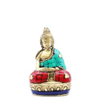 Buddha Dekofigur 7,5 cm klein Messing Howlit Handarbeit