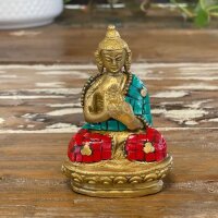 Buddha Dekofigur 7,5 cm klein Messing Howlit Handarbeit