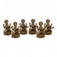 Statuen Set Sarasvati 6 Stück Messing 4 cm Hindu Handarbeit