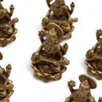 Statuen Set Sarasvati 6 Stück Messing 4 cm Hindu Handarbeit