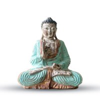Deko Figur Buddha 30 cm Suarholz bemalt Vitarka Mudra