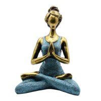 Deko Statue Yoga Frau 24 cm Resin Beton in Bronze...