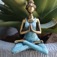 Deko Statue Yoga Frau 24 cm Resin Beton in Bronze...