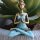 Deko Statue Yoga Frau 24 cm Resin Beton in Bronze Türkis