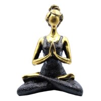Deko Figur Yoga Frau 24 cm Resin Beton in Bronze Schwarz