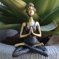 Deko Figur Yoga Frau 24 cm Resin Beton in Bronze Schwarz