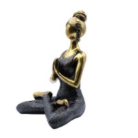 Deko Figur Yoga Frau 24 cm Resin Beton in Bronze Schwarz