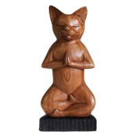 Figur Katze Yoga 31 cm Suarholz massiv Handarbeit Geschenk