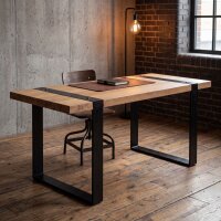 Couchtisch Upcycling Teak 120 cm Kufengestell Industrial