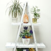 Regal A-Form Weiß 105 cm hoch Albesia Holz dekorativ Unikat