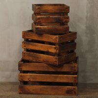 Holzkisten 3er Set Albesia Braun für Obst Schuhe...