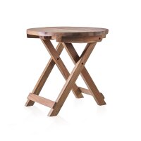 Klapptisch Teakholz Ø 50 cm rund Upcycling Handarbeit Unikat