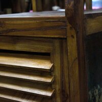Standregal mit Fach 173 x 51 x 36 cm Teakholz Handarbeit