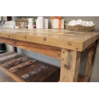 Tisch mit Regal 220 cm XXL recyceltes Teak massiv Sideboard