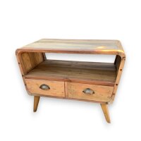 TV Lowboard 79 x 46 x 61 cm 2 Schubladen Teak recycelt klein