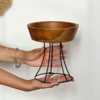 Holzschale 3er Set mit Ständer Teakholz Podest Handarbeit