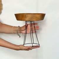 Holzschale 3er Set mit Ständer Teakholz Podest Handarbeit