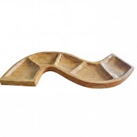 Snackschale Teak S-Form 55 cm lang Obst Schmuck Handarbeit