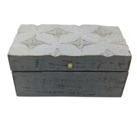 Kiste Mango Holz Grau 22 x 12 x 10 cm Handarbeit Schmuck