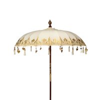 Deko Schirm Boho Ø 190 cm Canvas Holz Bali...