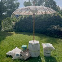 Deko Schirm Boho Ø 190 cm Canvas Holz Bali...