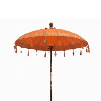 Deko Sonnenschirm Orange Ø 1,9 m Baumwolle Holz...