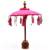 Deko Sonnenschirm Mini 45 cm Rosa Baumwolle Bali Tischdeko
