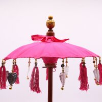 Deko Sonnenschirm Mini 45 cm Rosa Baumwolle Bali Tischdeko