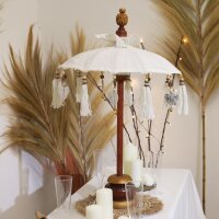 Deko Sonnenschirm Mini 45 cm Natur Leinen Bali Tischdeko