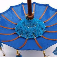 Deko Sonnenschirm Mini 45 cm Türkis Baumwolle Bali Dekoschirm