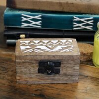 Pillendose Set 10 Stück Holz 8,5 x 5,5 cm klein Handarbeit