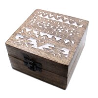 Box Set 2 Stück Mangoholz 10 x 10 x 6 cm Slawisches Muster
