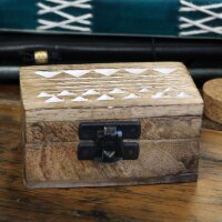 Schatulle Set 10 Stück Holz 8,5 cm Aztekenmuster Handarbeit