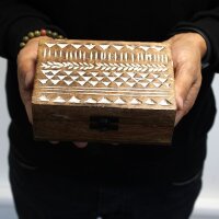 Schatulle Set 10 Stück Holz 8,5 cm Aztekenmuster Handarbeit